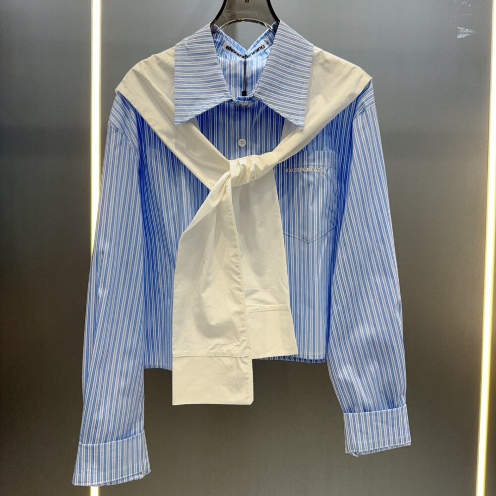 Alexander Wang Blue Stripes Contrasting Color Blazer-style Shirt